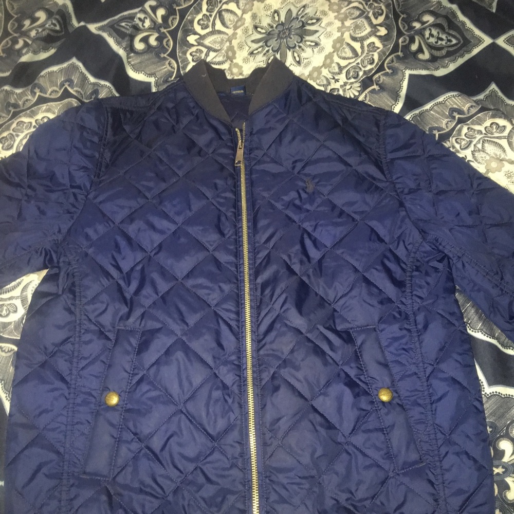 Boy Lrg Polo Quilted Jacket in Blue 14-16